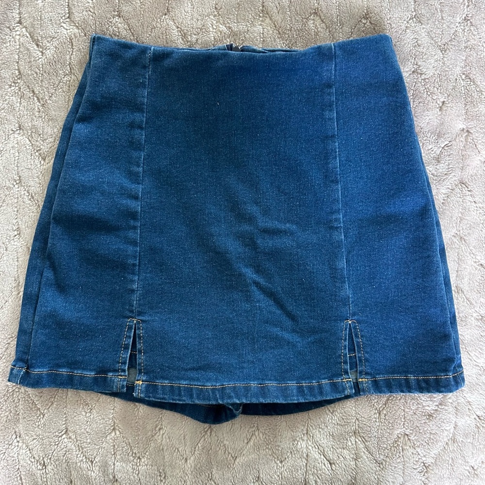 Denim Blue Skirt SHEIN